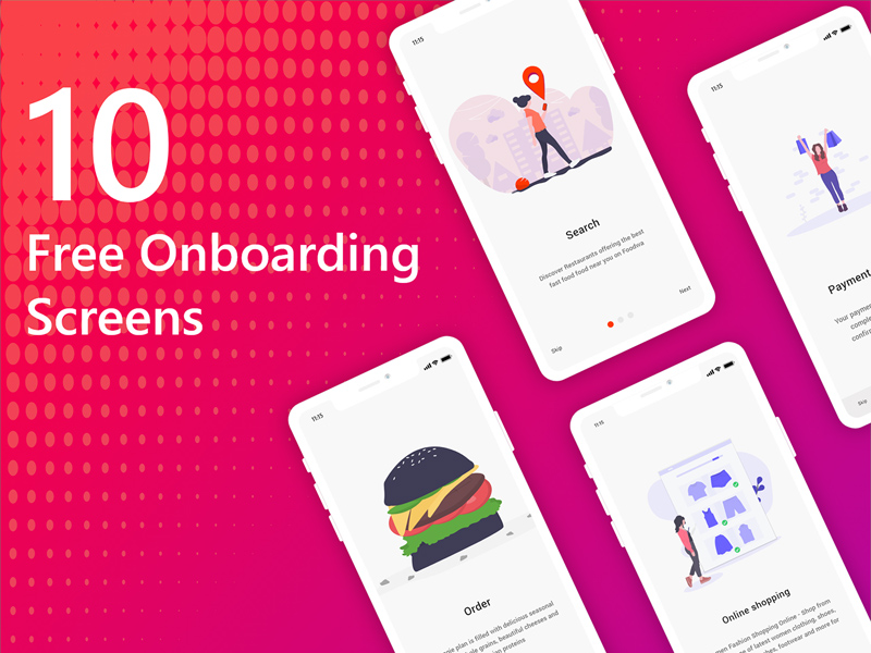 Mobile App 10 Onboarding Screens For Adobe Xd Free Psd Templates