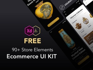 90+ Éléments de magasin et kit d’interface utilisateur ECommerce Xd
