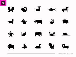 Ensemble d’icônes animales Adobe XD