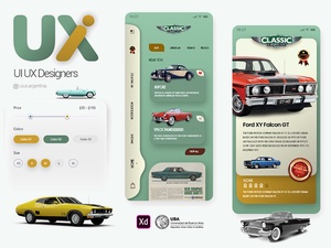 Adobe XD -дизайн пользовательского интерфейса для классических автомобилей