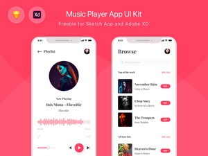 Бесплатная - Музыкальный плеер App UI Kit