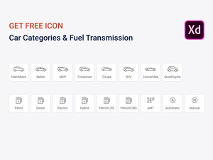 Cars, Fuel & Transmission Line icons