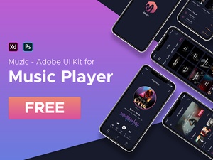 Kit de IU de Adobe XD Music ( Adobe XD Music UI Kit) Muzic