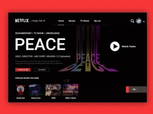 Netflix Целевая страница, перепроектированная Adobe XD