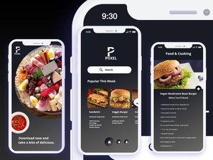 レストラン iOS X アプリデザイン – 景品 XD ファイル
