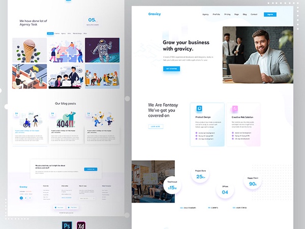 Adobe Xd Agency Landing Page Template Free PSD Templates